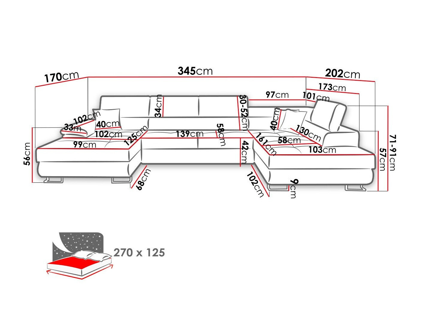 Sofá de canto Comfivo Ruta V (Abriamo 03)