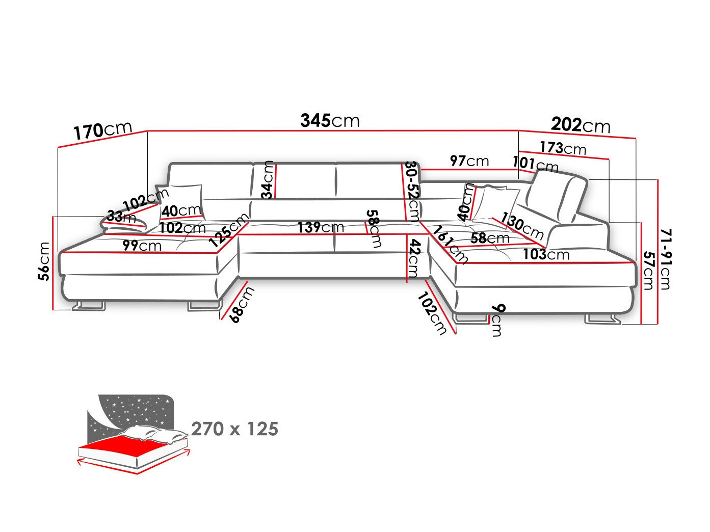 Sofá de canto Comfivo Ruta V (Abriamo 03)