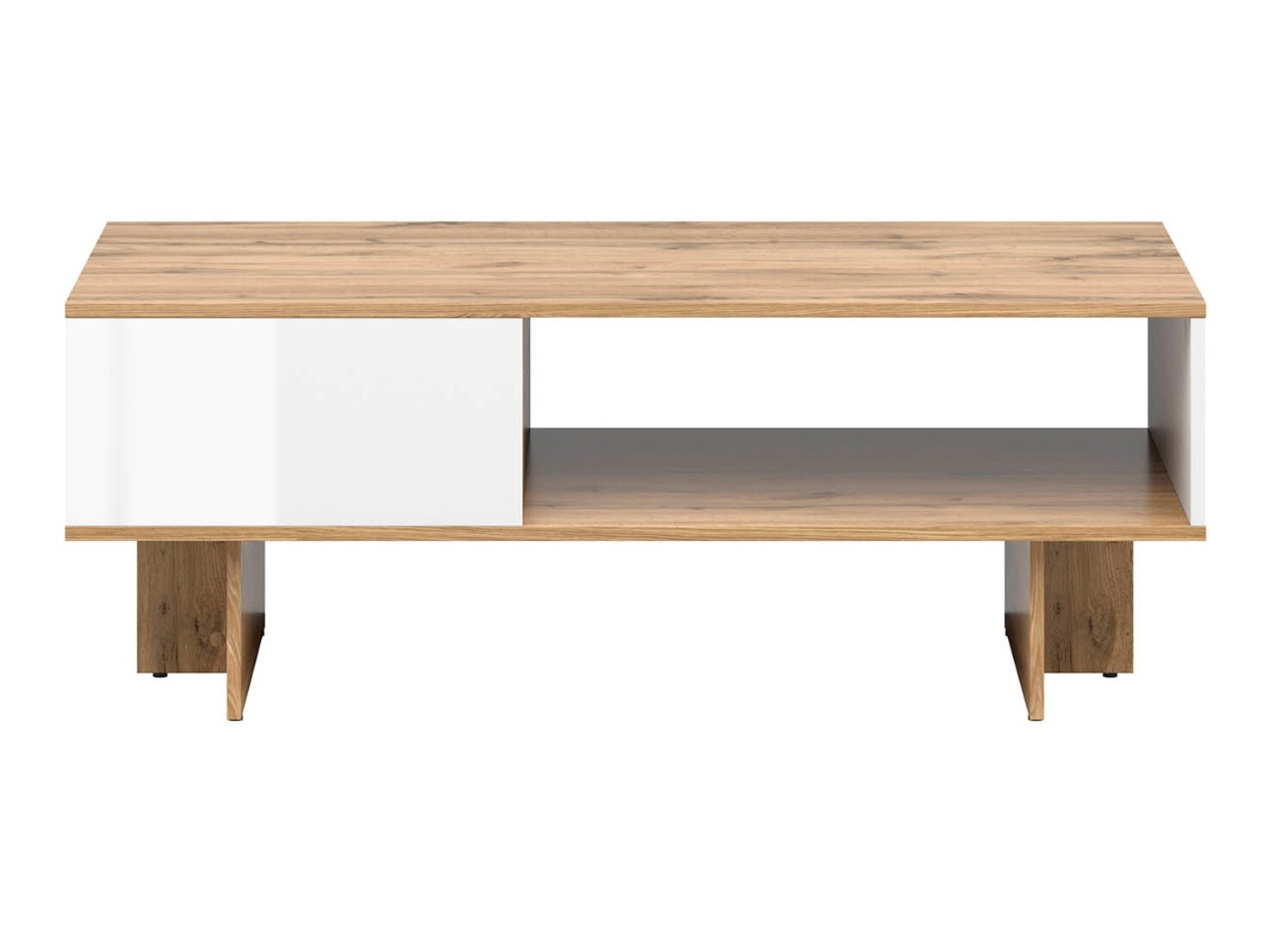 Mesa de centro Tivetra 124 (Carvalho wotan + Branco brilhante)