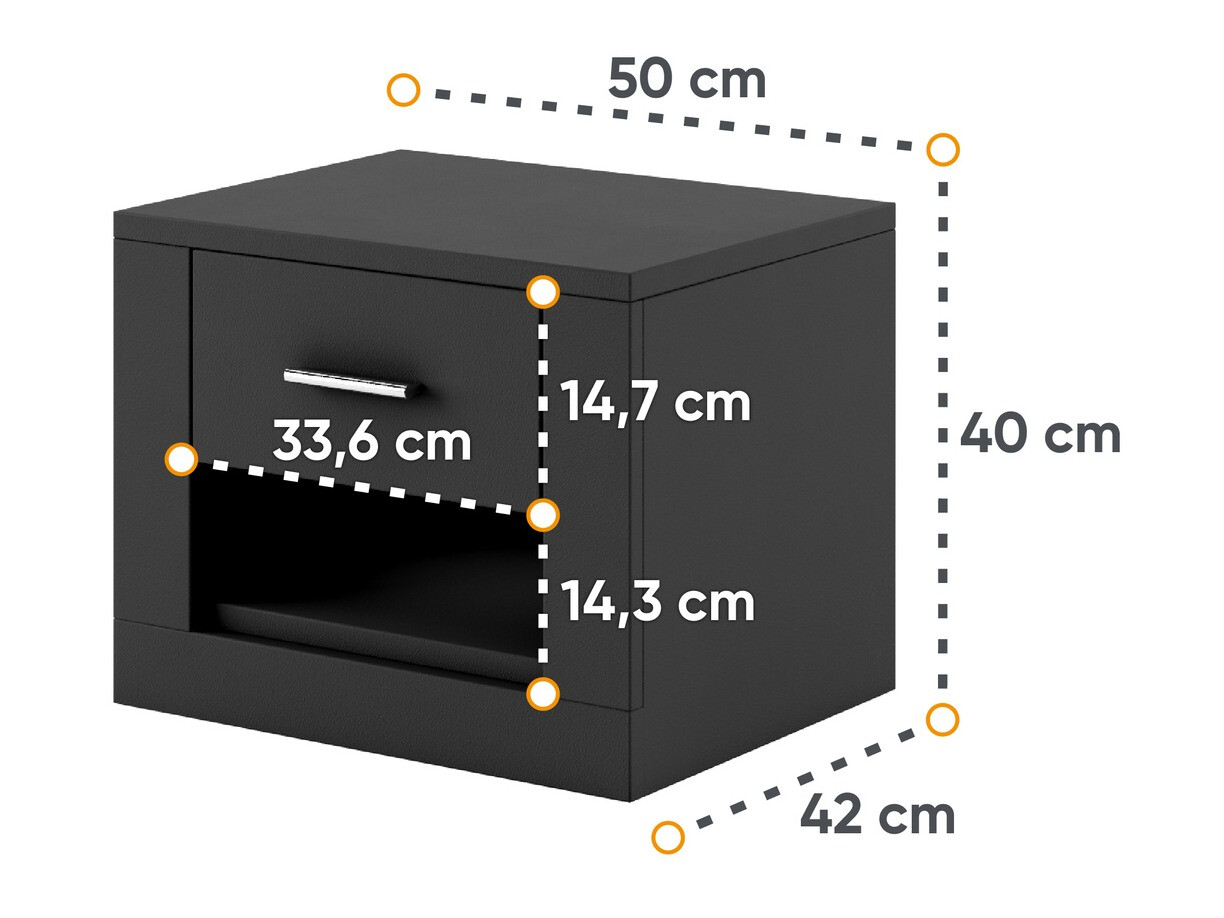 Mesa de cabeceira Cirdelu 107 (Preto)