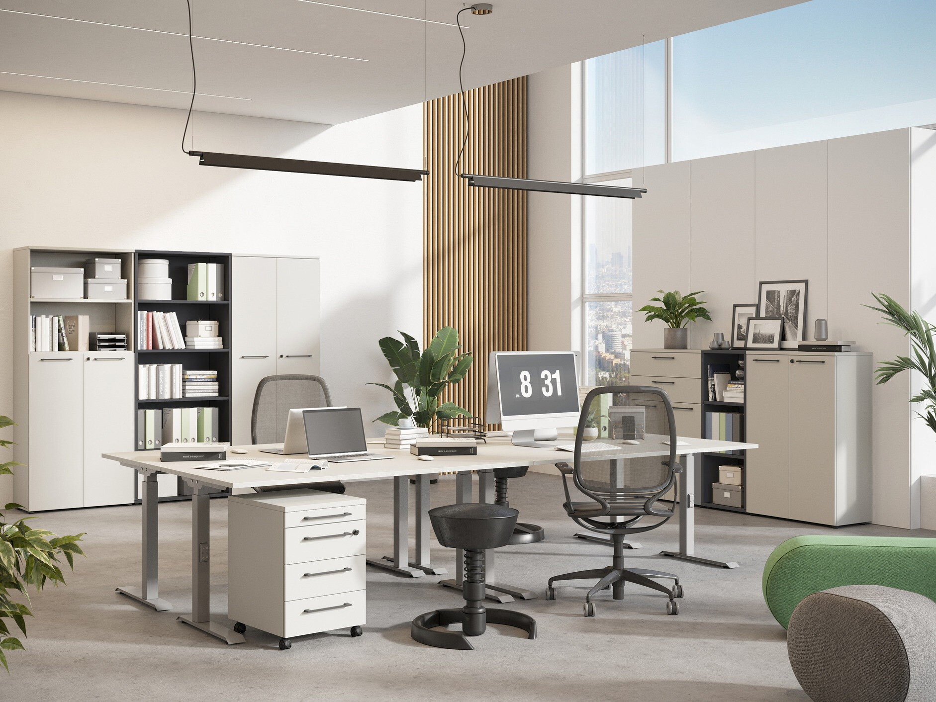 Mesa de escritório Eliromo 121 (Cinzento claro + Prateado)