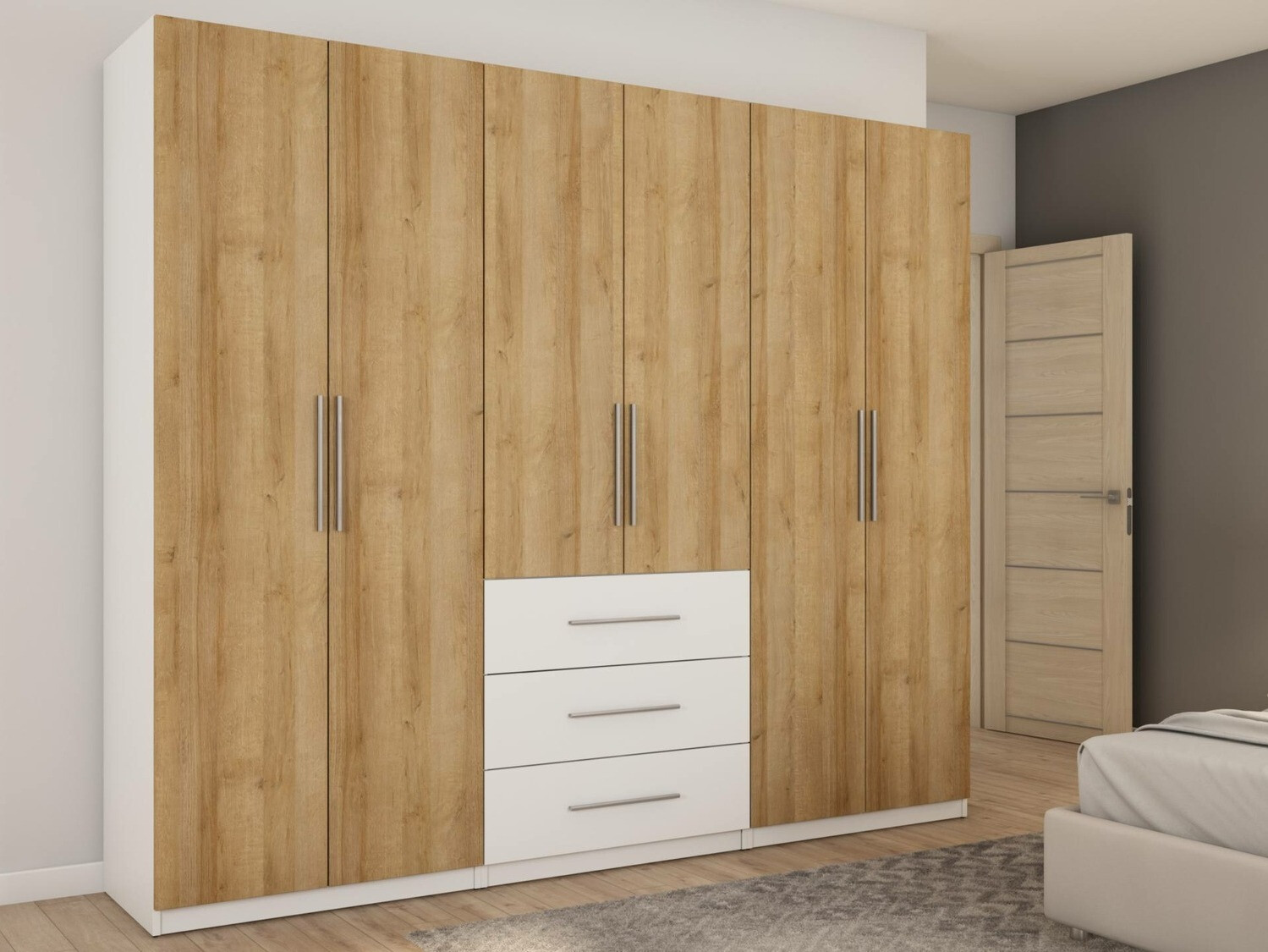 Roupeiro Lexington 177 (Carvalho claro + Branco)