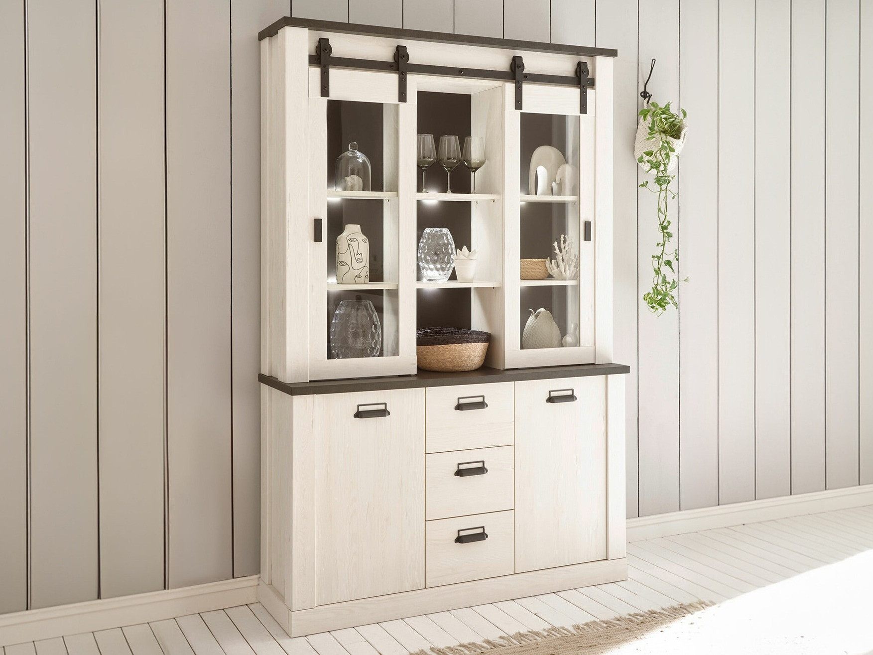 Estante Cirtale 110 (Pinheiro branqueado + Antrahite)