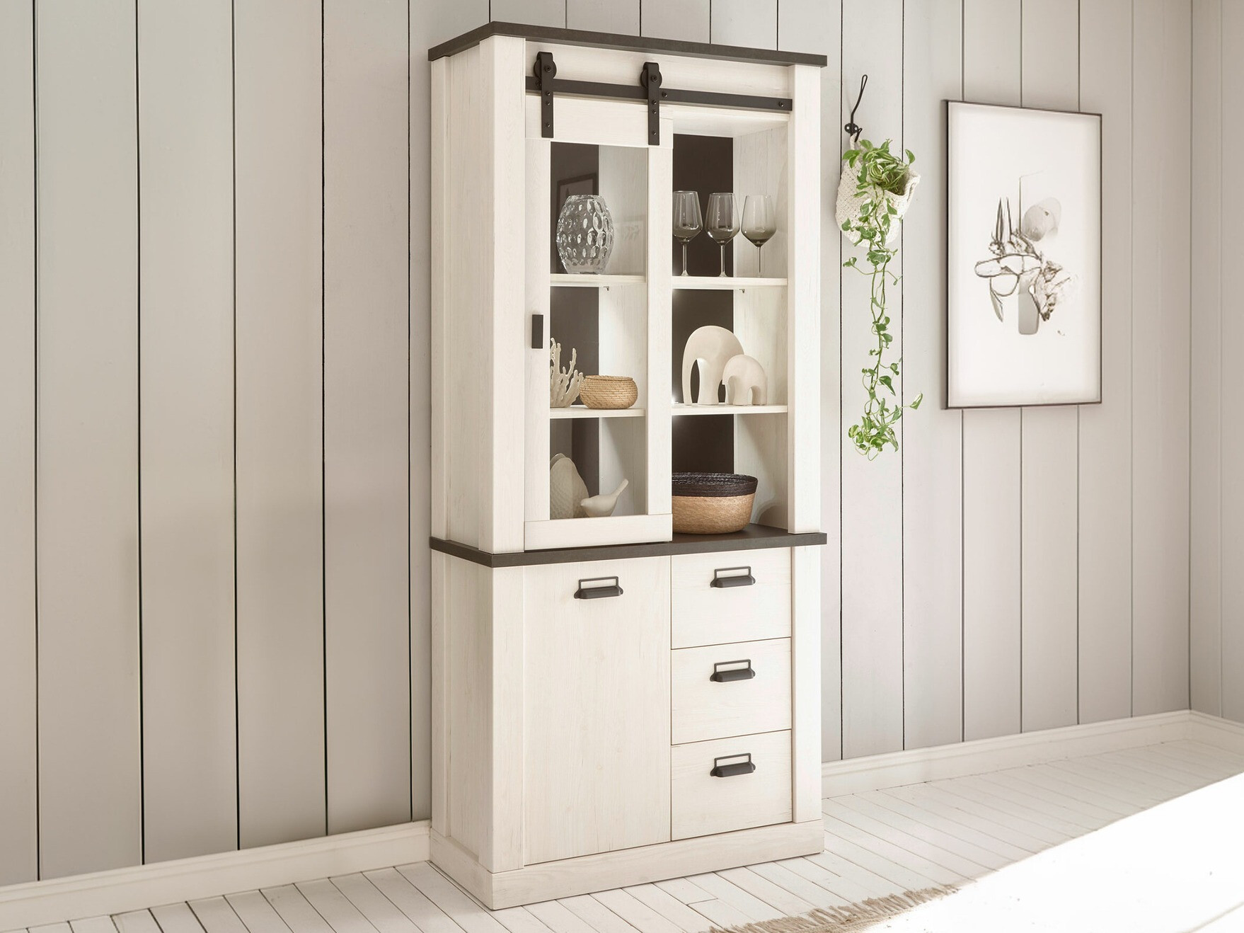 Estante Cirtale 114 (Pinheiro branqueado + Antrahite)