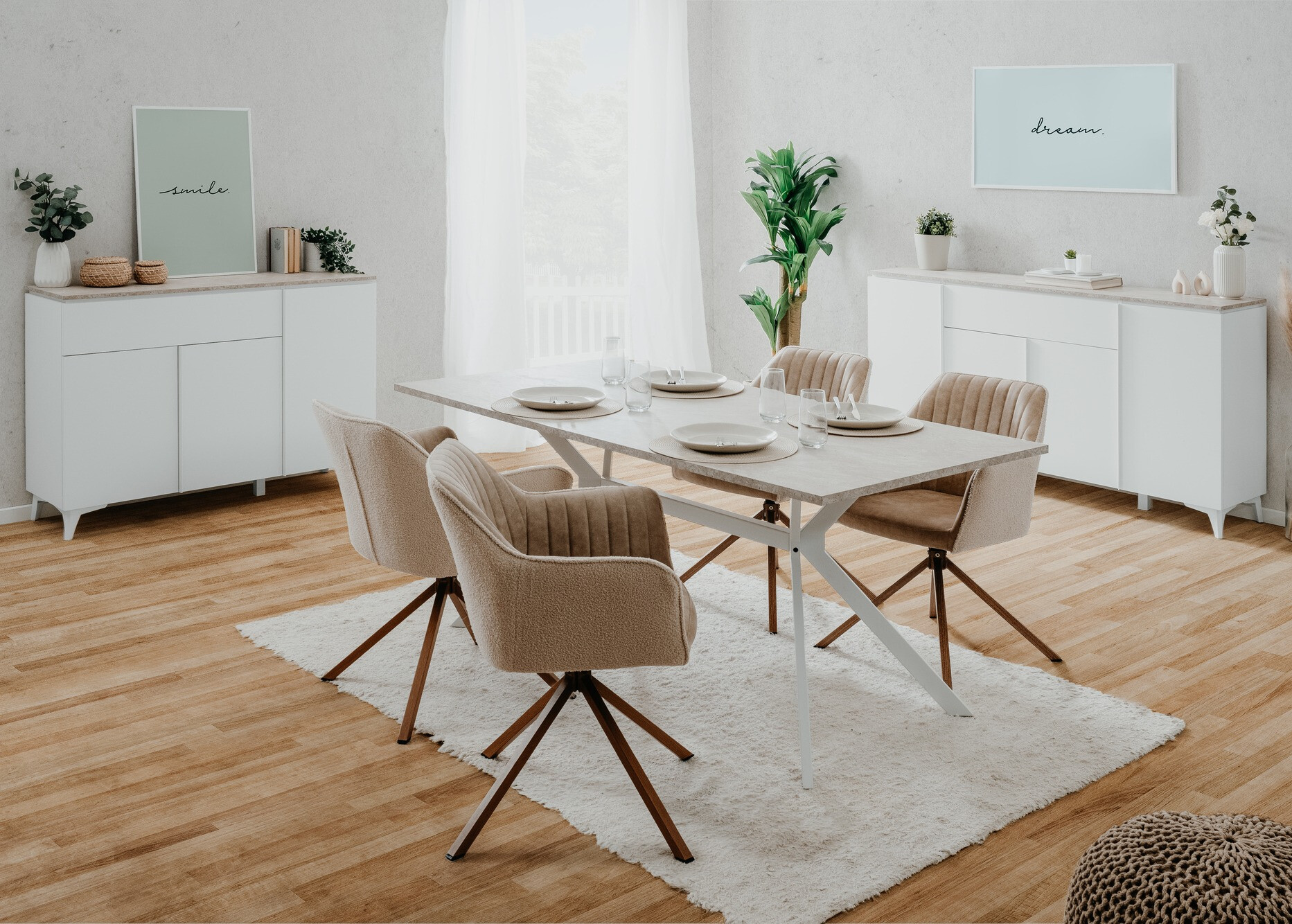 Cómoda Findlay V101 (Branco + Castanho claro)