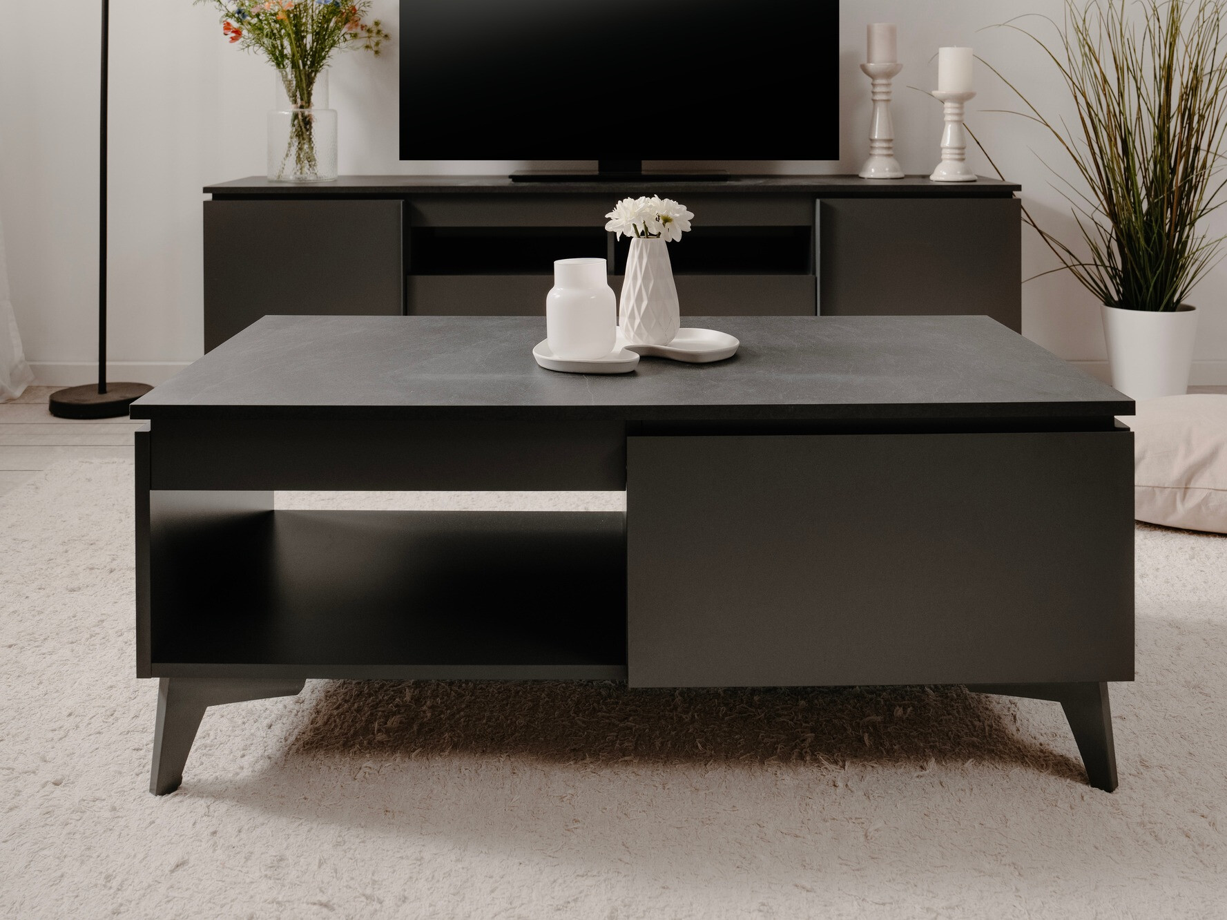 Mesa para revistas Findlay V103 (Antracite + Preto)