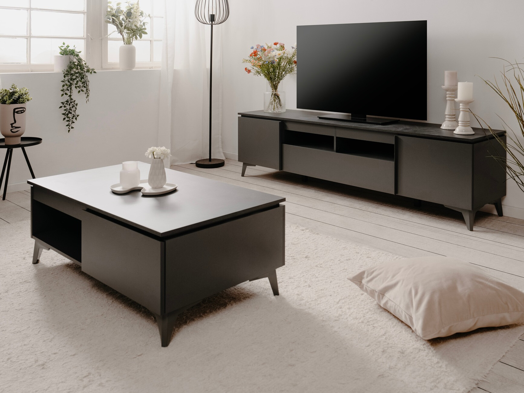 Mesa para revistas Findlay V103 (Antracite + Preto)