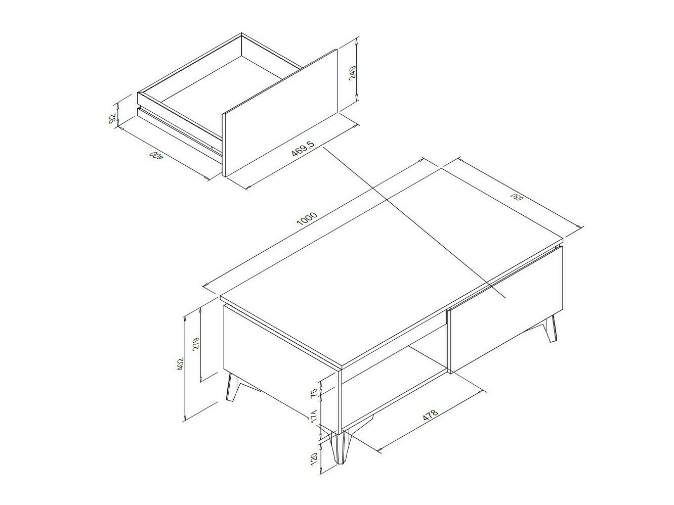 Mesa para revistas Findlay V103 (Antracite + Preto)