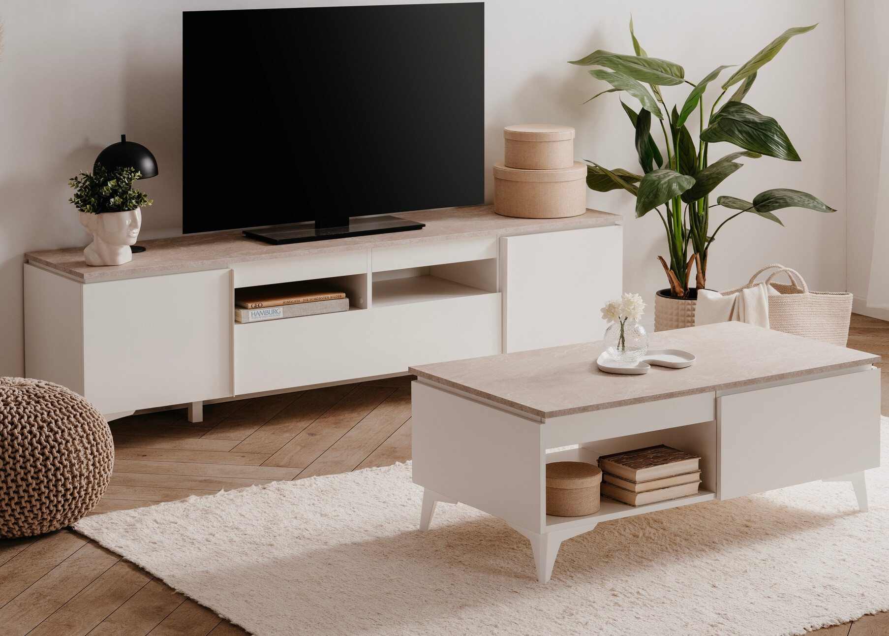 Mesa para revistas Findlay V103 (Branco + Castanho claro)