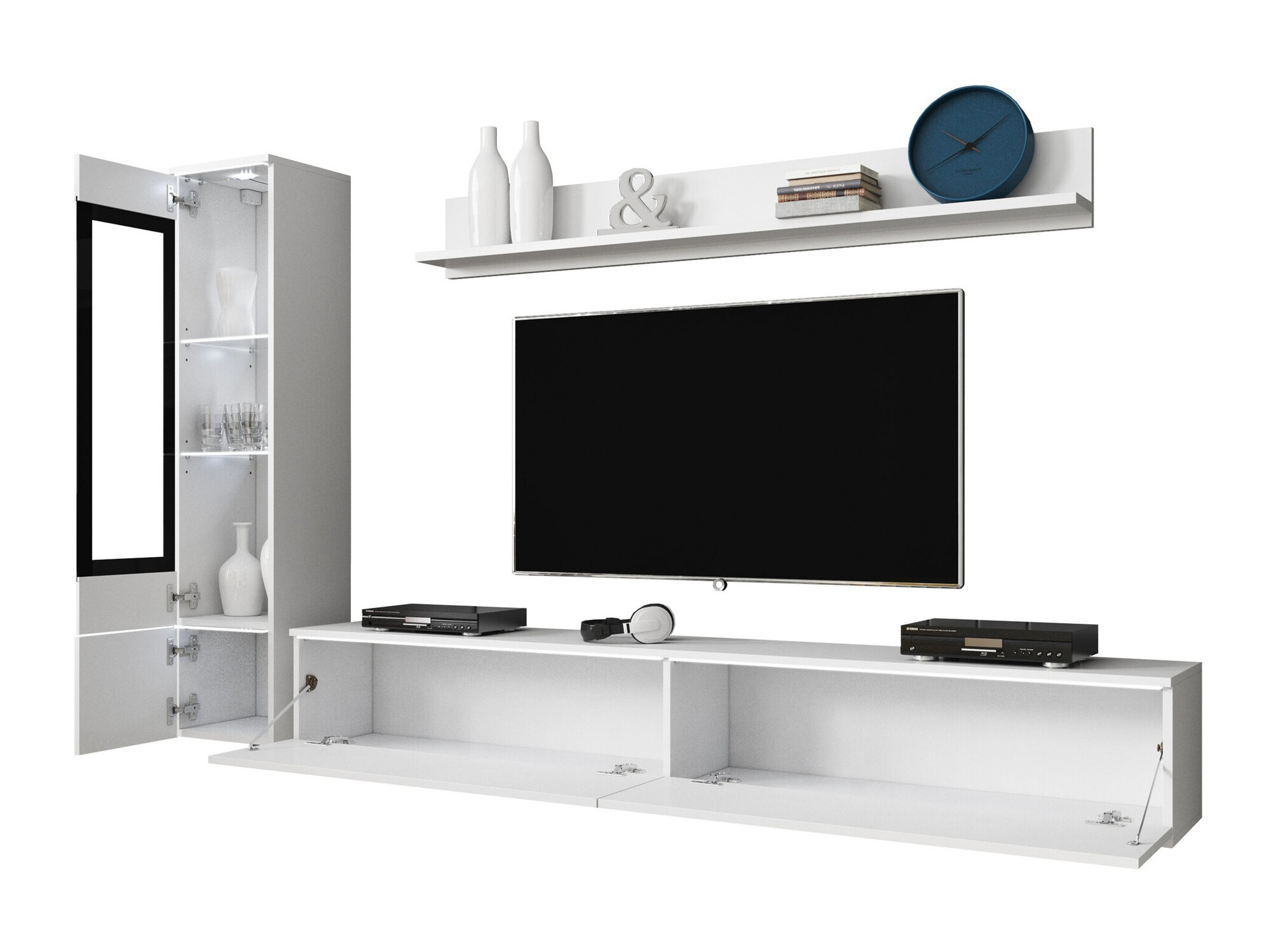Conjunto para sala de estar Mirfivo 100 (Branco + Branco brilhante)