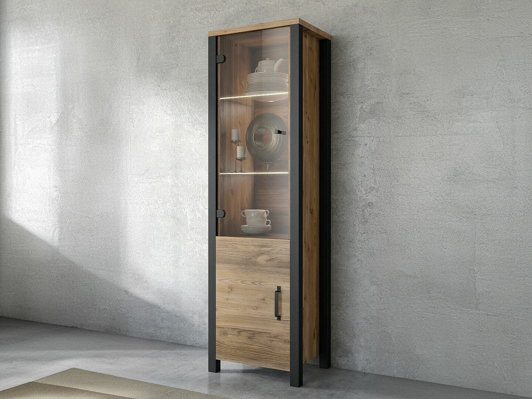 Estante Tornua 101 (Abeto escuro + Preto matte)