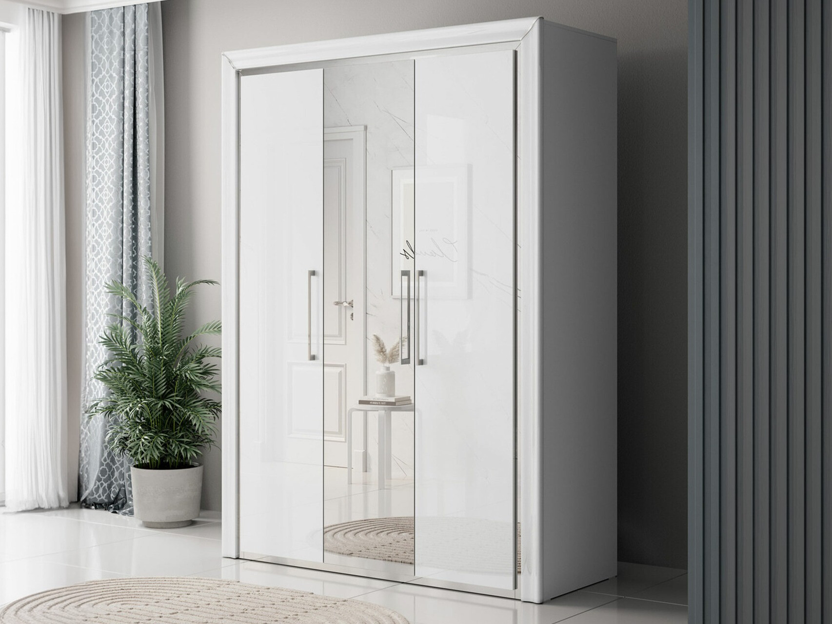 Roupeiro Levrema 105 (Branco + Prata)