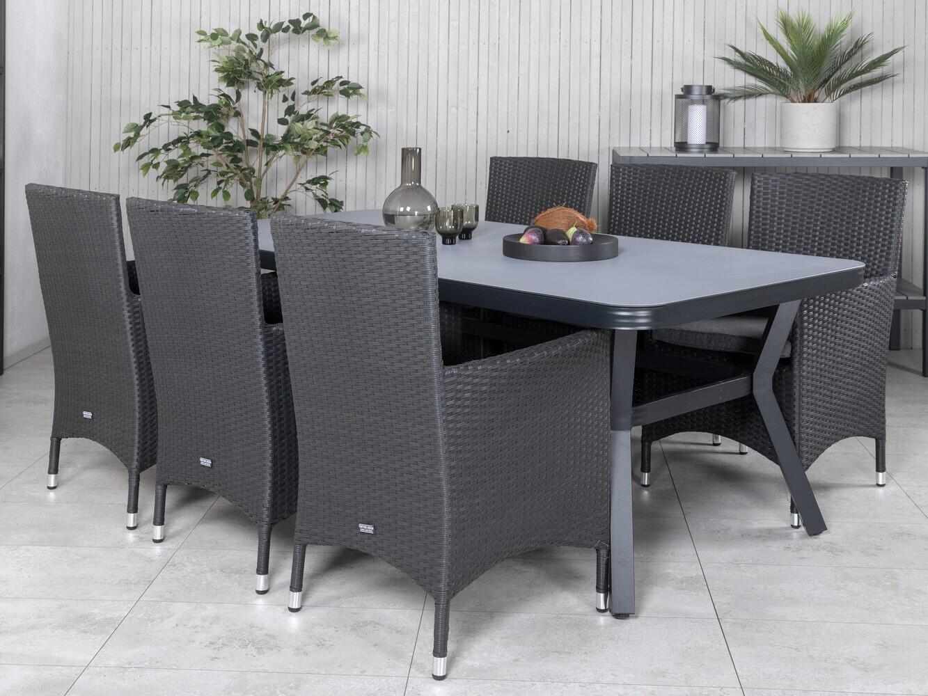 Conjunto de mesa e cadeiras Dallas 2987 (Preto + Cinzento)