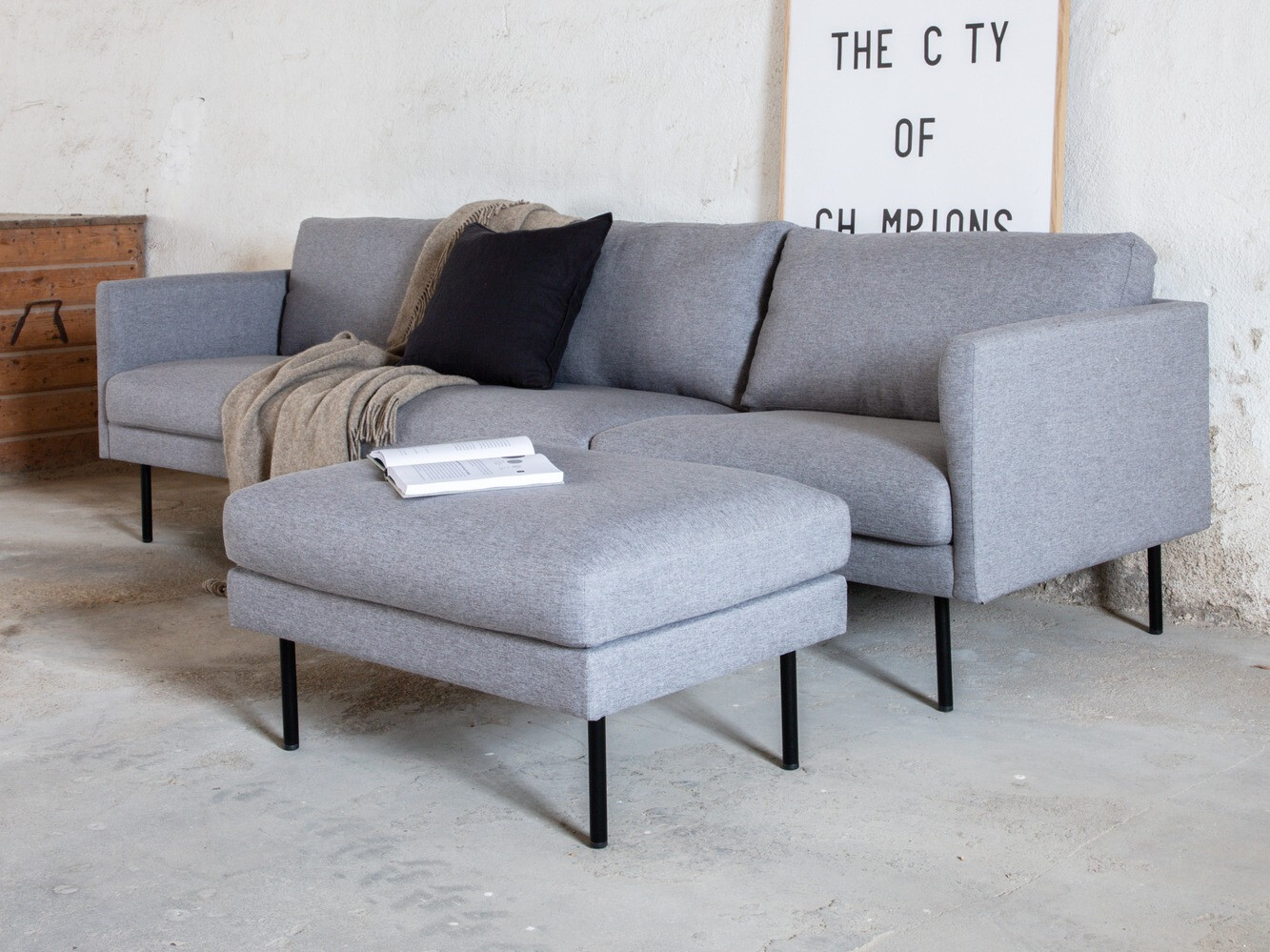 Conjunto de mobiliário estofado Fercame 105 (Preto + Cinzento)