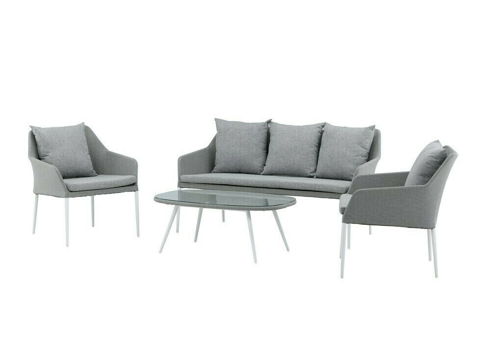 Conjunto de mobiliário para o exterior Dallas 3116 (Cinzento claro + Branco)