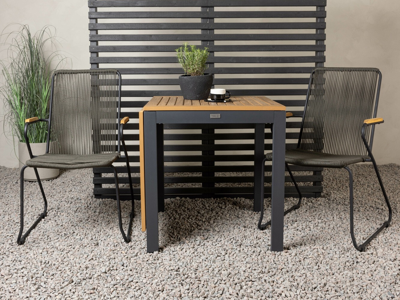 Conjunto para varanda Dallas 3498 (Cinzento escuro + Preto)