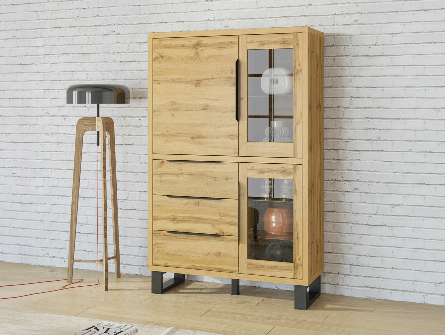 Estante Avicavu 104 (Carvalho wotan + Preto)