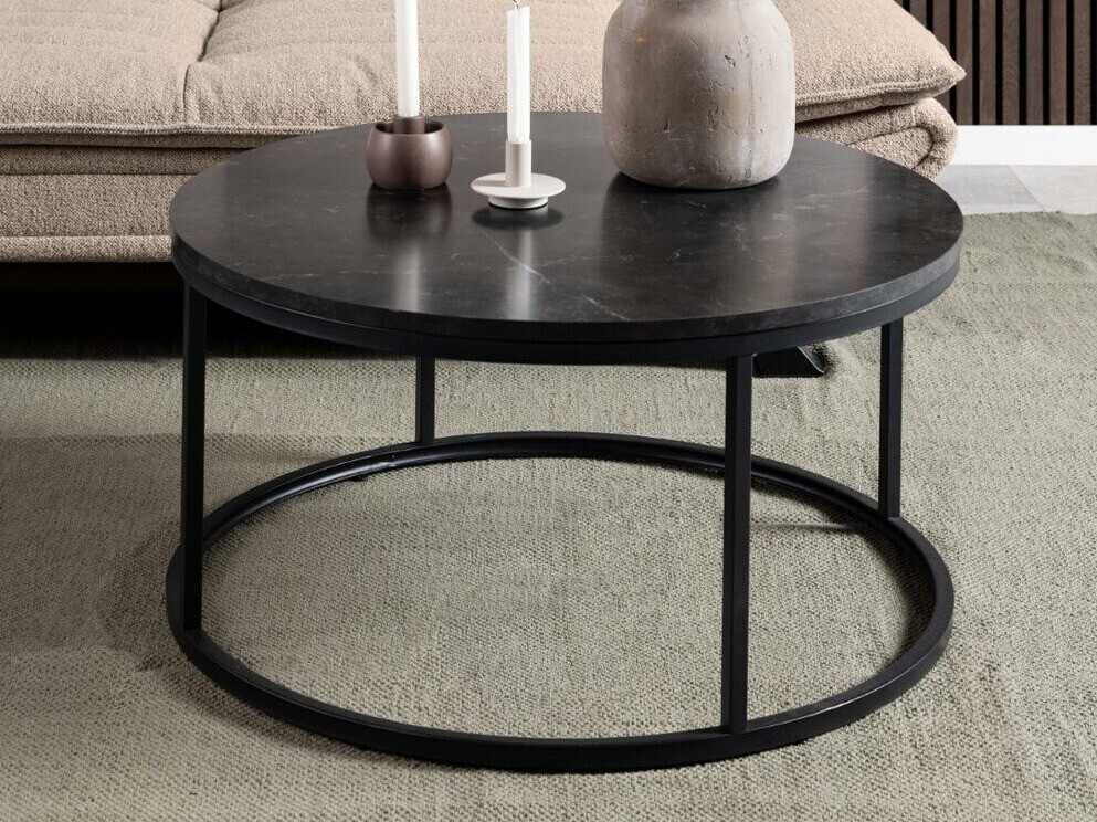 Mesa de centro Norsica 692 (Preto + Mármore preto)