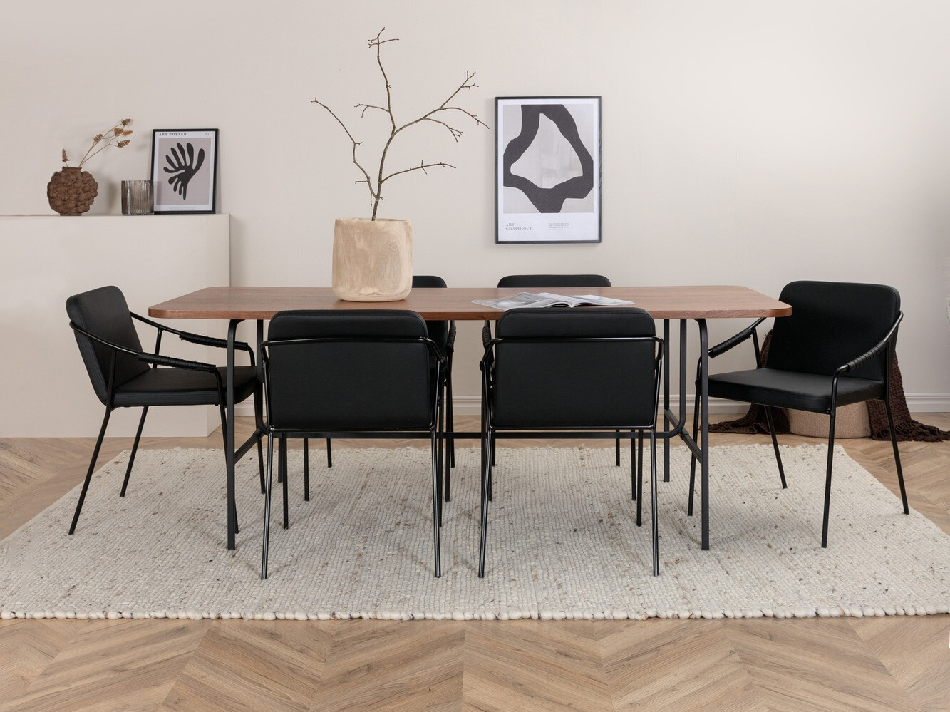 Conjunto para refeições Dallas 2797 (Nogueira + Preto)