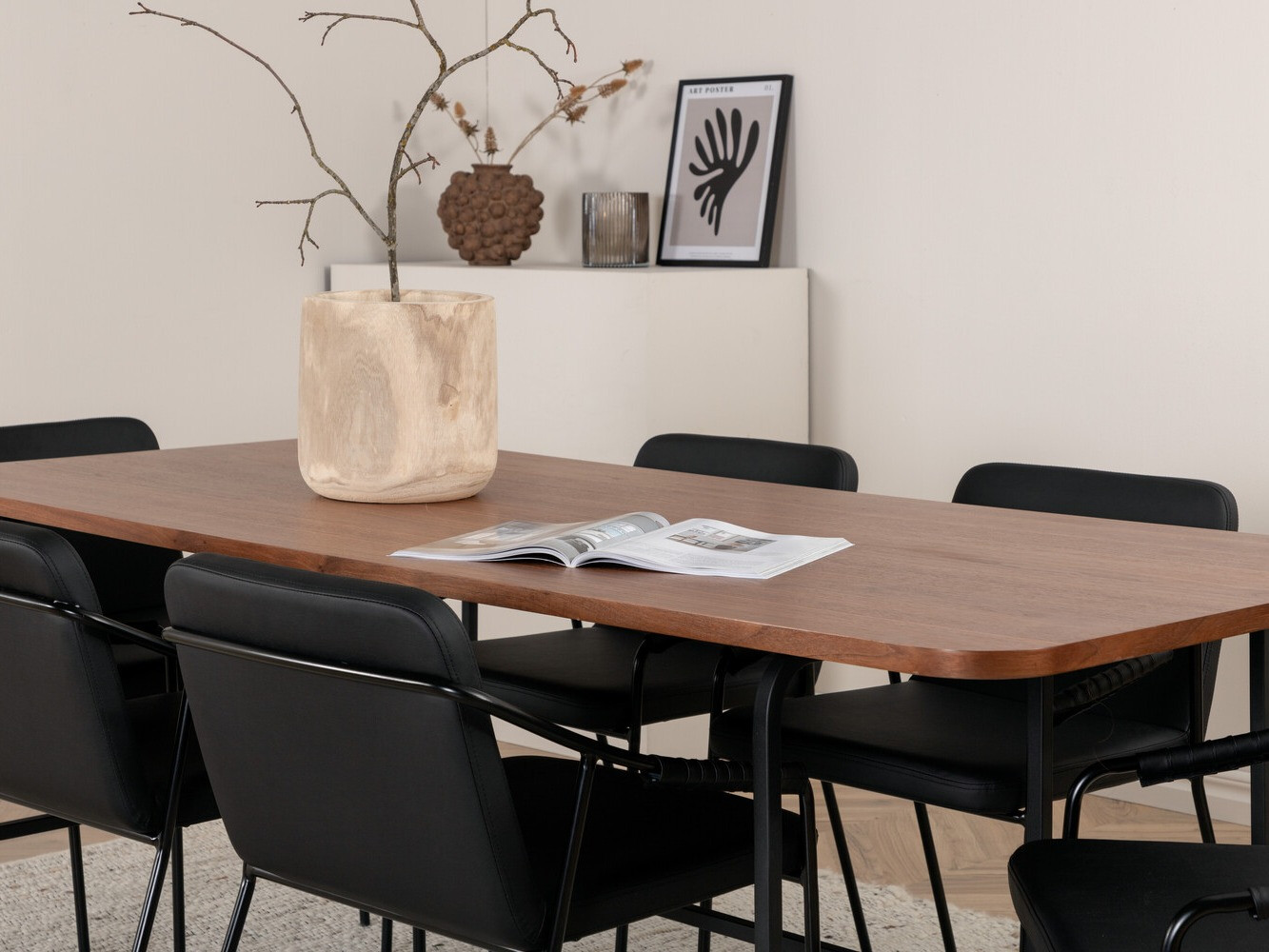 Conjunto para refeições Dallas 2797 (Nogueira + Preto)