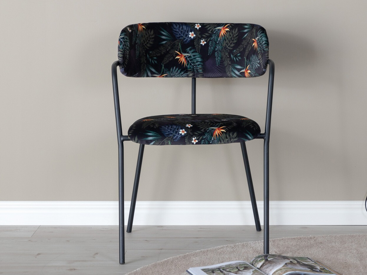 Cadeira Dallas 108 (Padrão florido + Preto)