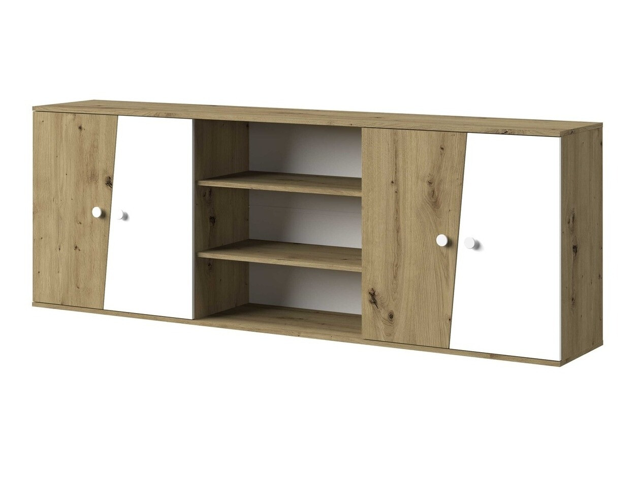 Armário suspenso Mirelbu 115 (Carvalho Artisan + Branco)