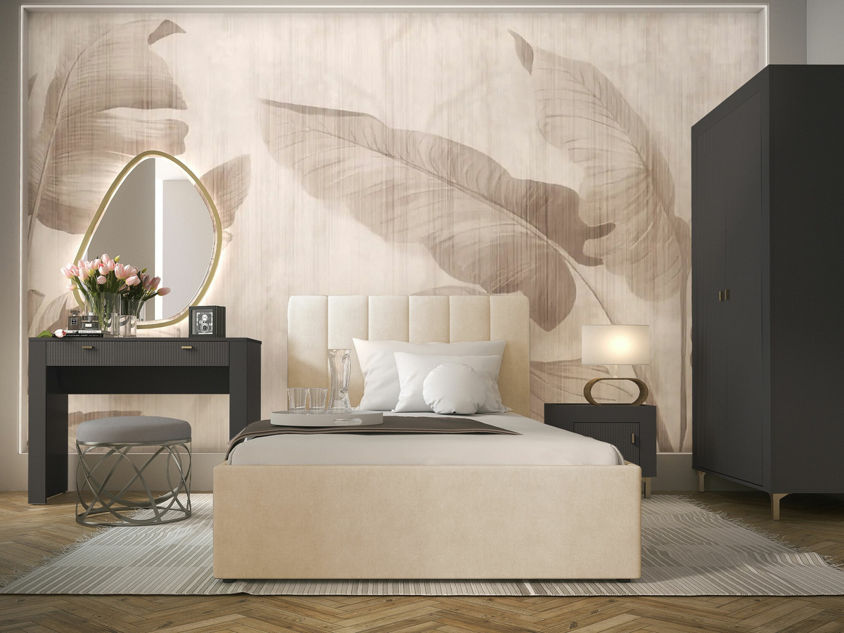 Conjunto para quarto Mormavu 112 (Preto matte + Bege)