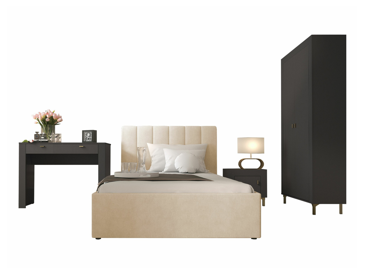 Conjunto para quarto Mormavu 112 (Preto matte + Bege)