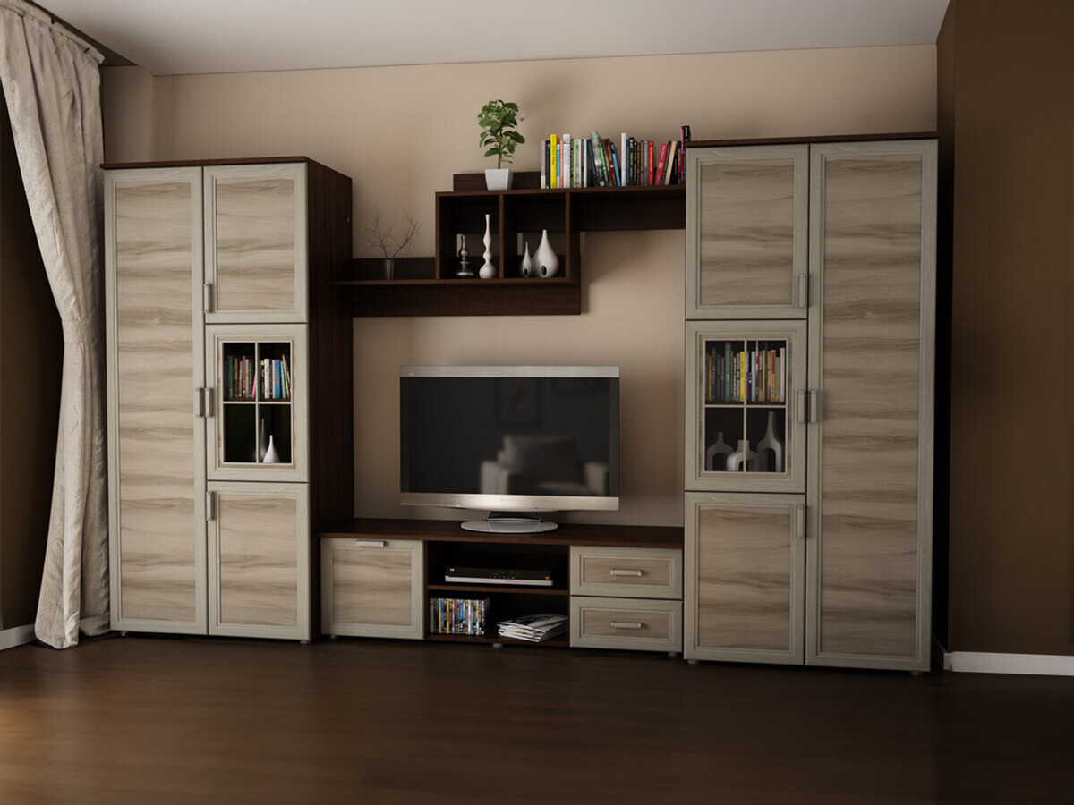 Conjunto para sala de estar Lexington 128 (Brigadeiro + Carvalho Sonoma escuro)