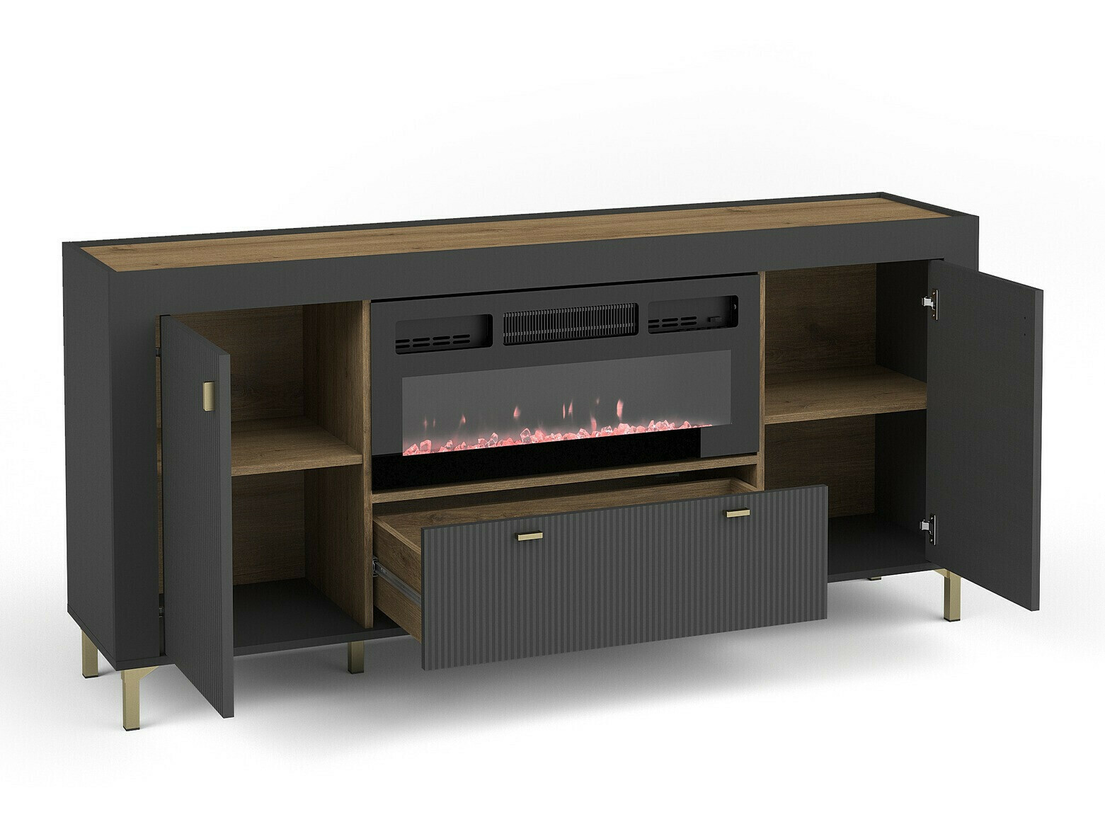 Conjunto para sala de estar Mormavu 115 (Preto matte)