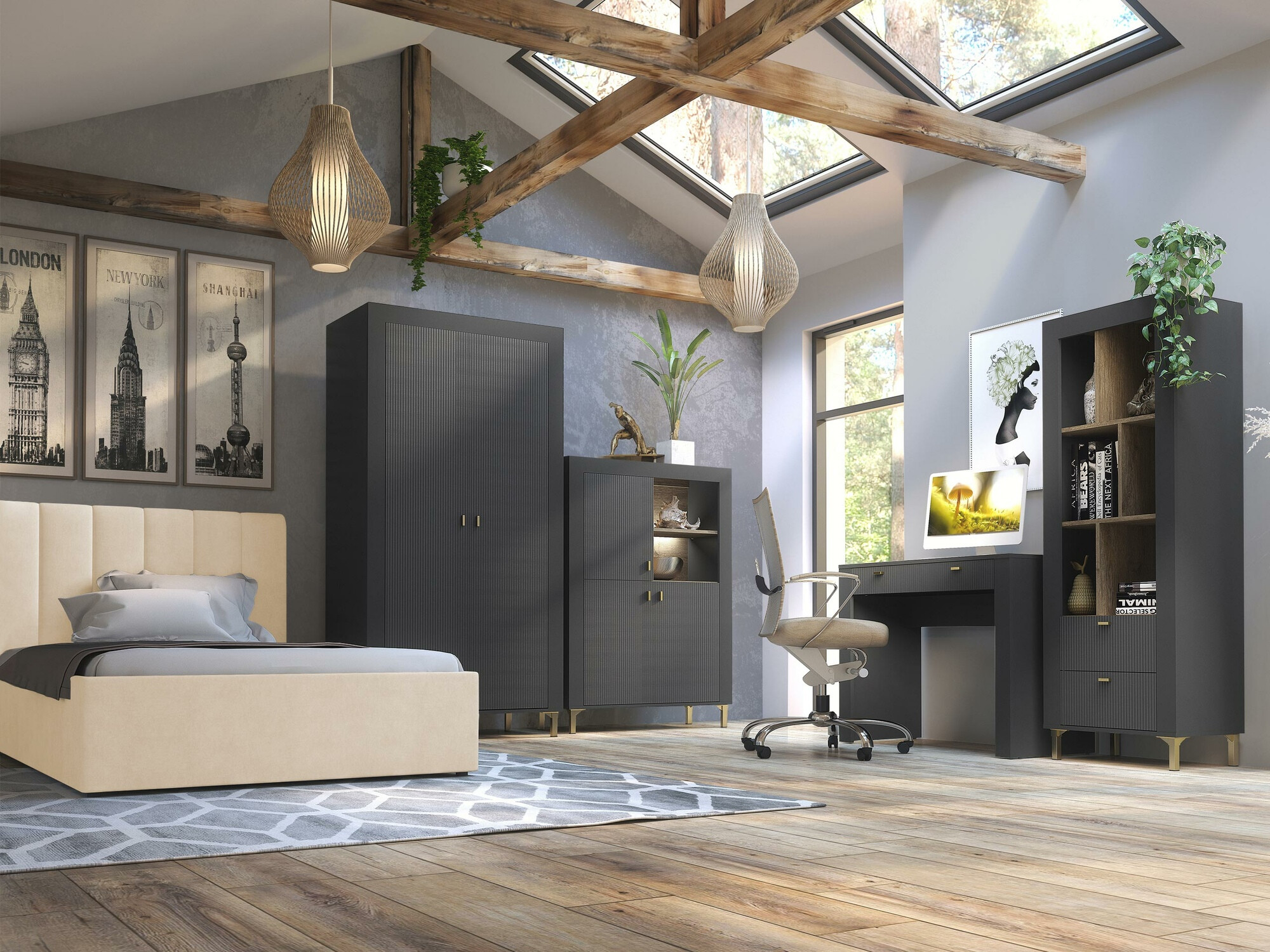 Estante Mormavu 105 (Preto matte)