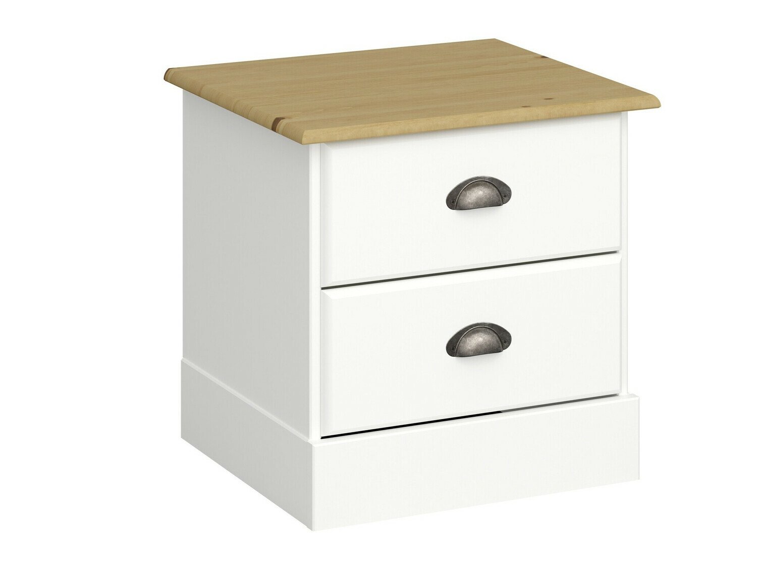 Mesa de cabeceira Denton 1427 (Branco + Madeira clara)