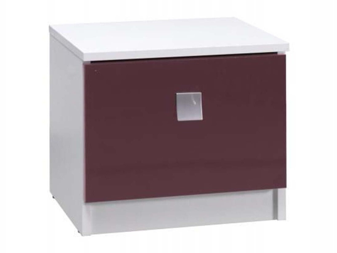 Mesa de cabeceira Murrieta 111 (Branco brilhante + Brilhante Roxo)