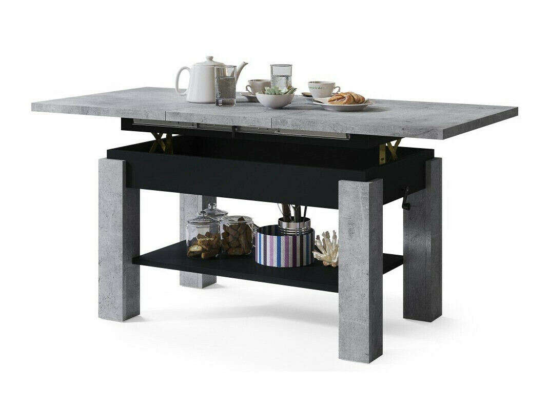 Transforming mesa de centro Glendale 100 (Cimento + Preto)