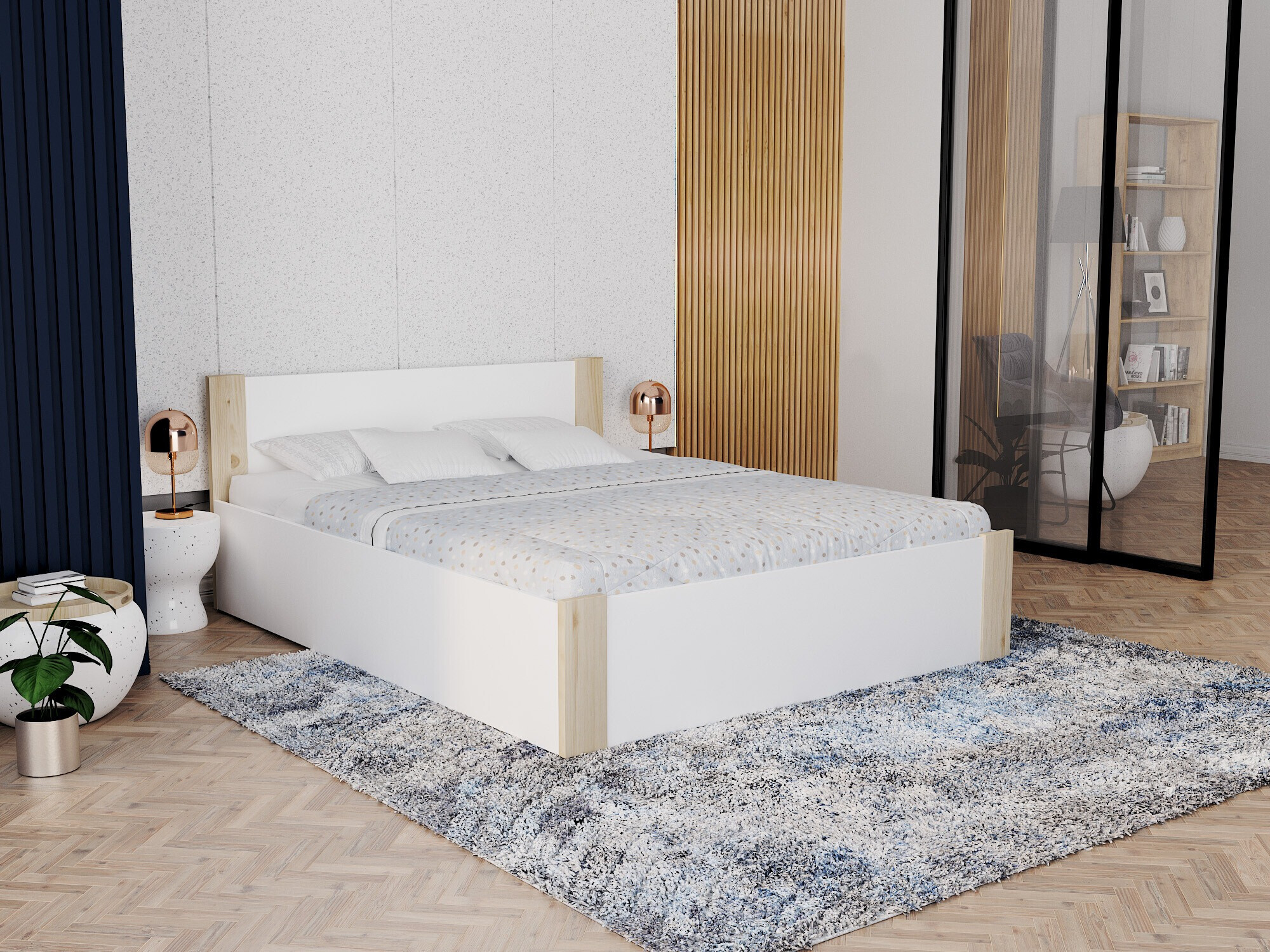 Cama Aurora 154 (Branco + Pinheiro)
