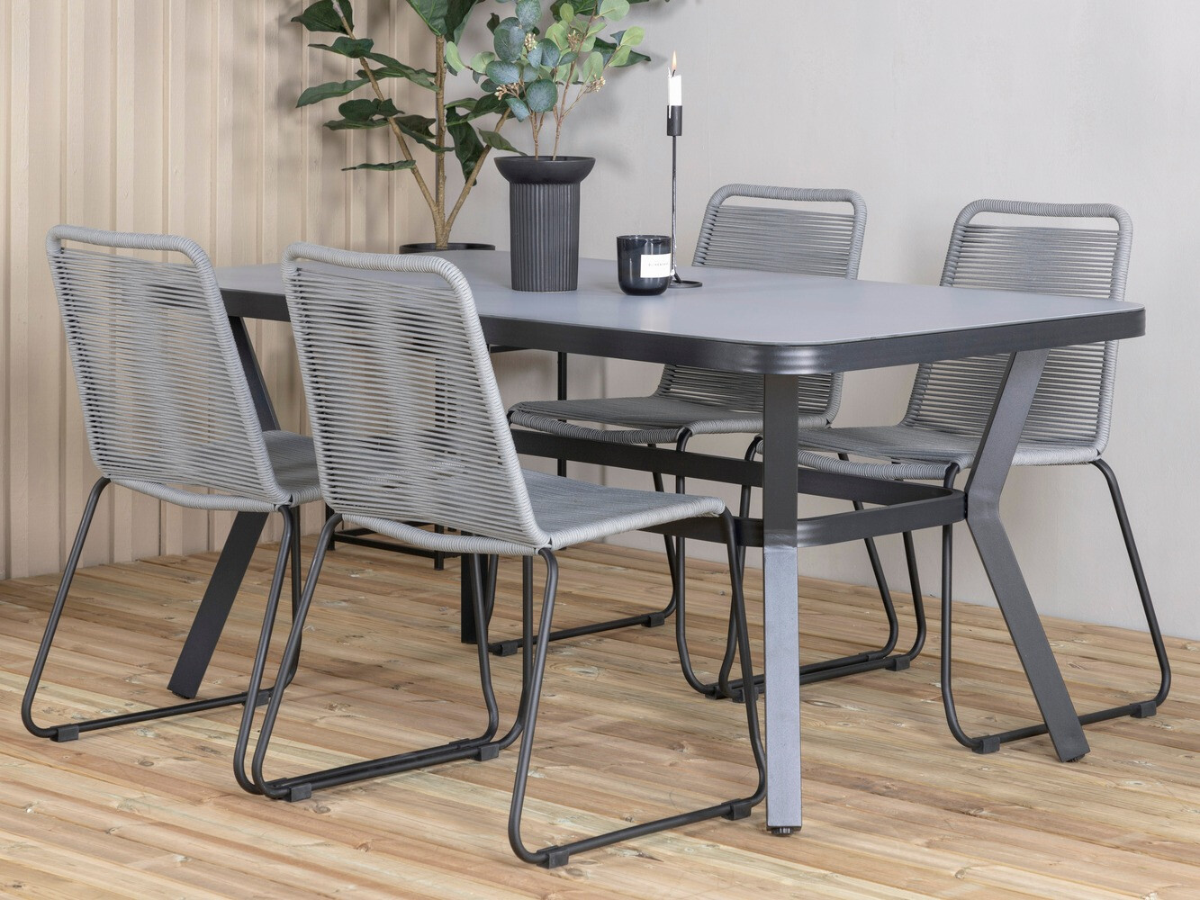 Conjunto de mesa e cadeiras Dallas 2120 (Cinzento + Preto)