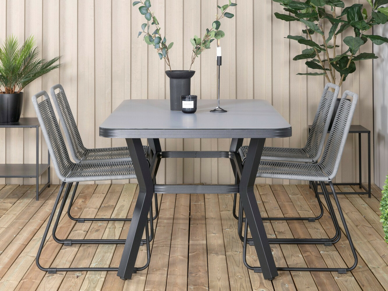 Conjunto de mesa e cadeiras Dallas 2120 (Cinzento + Preto)
