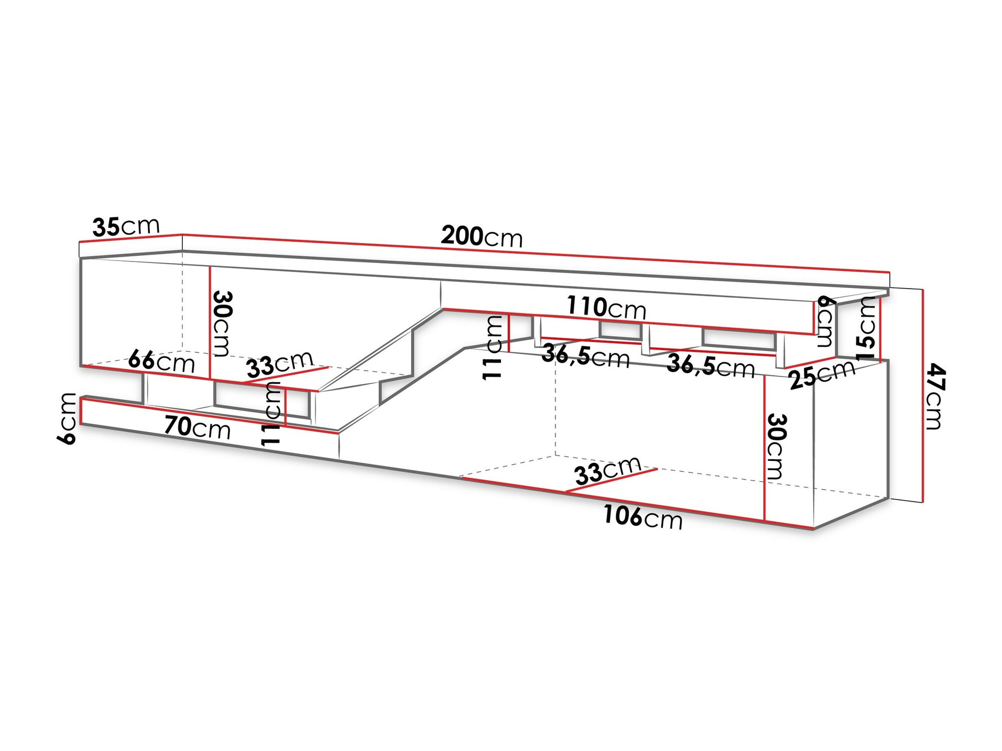 Móvel de TV Comfivo Daldune I (Antracite + Carvalho wotan)