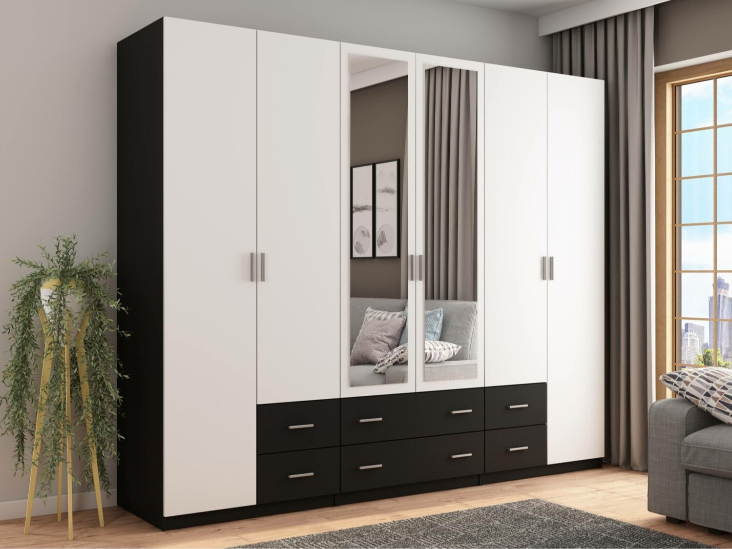 Roupeiro Lexington 145 (Branco + Preto)