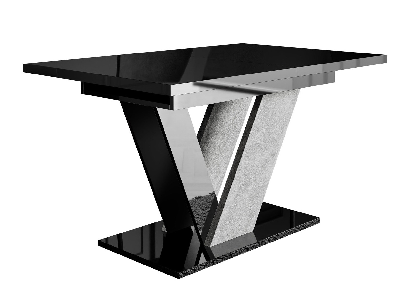 Mesa Violium (Preto brilhante + Cimento)