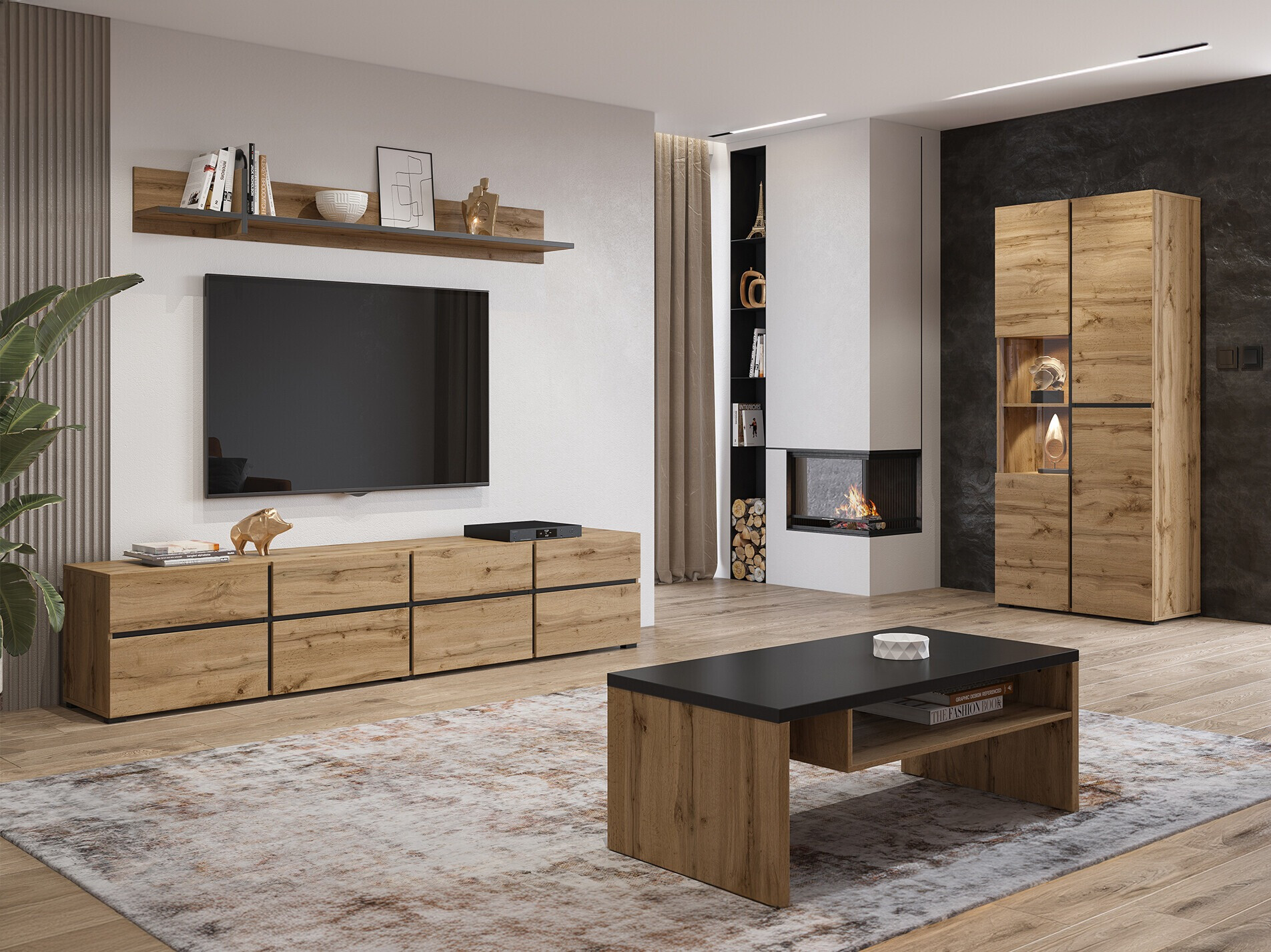 Conjunto para sala de estar Alfere 117 (Carvalho wotan)