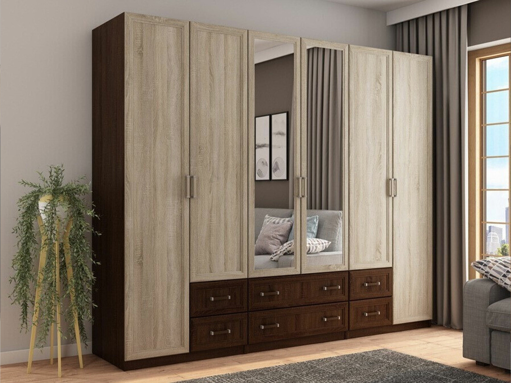 Roupeiro Lexington 145 (Carvalho sonoma + Carvalho Sonoma escuro)