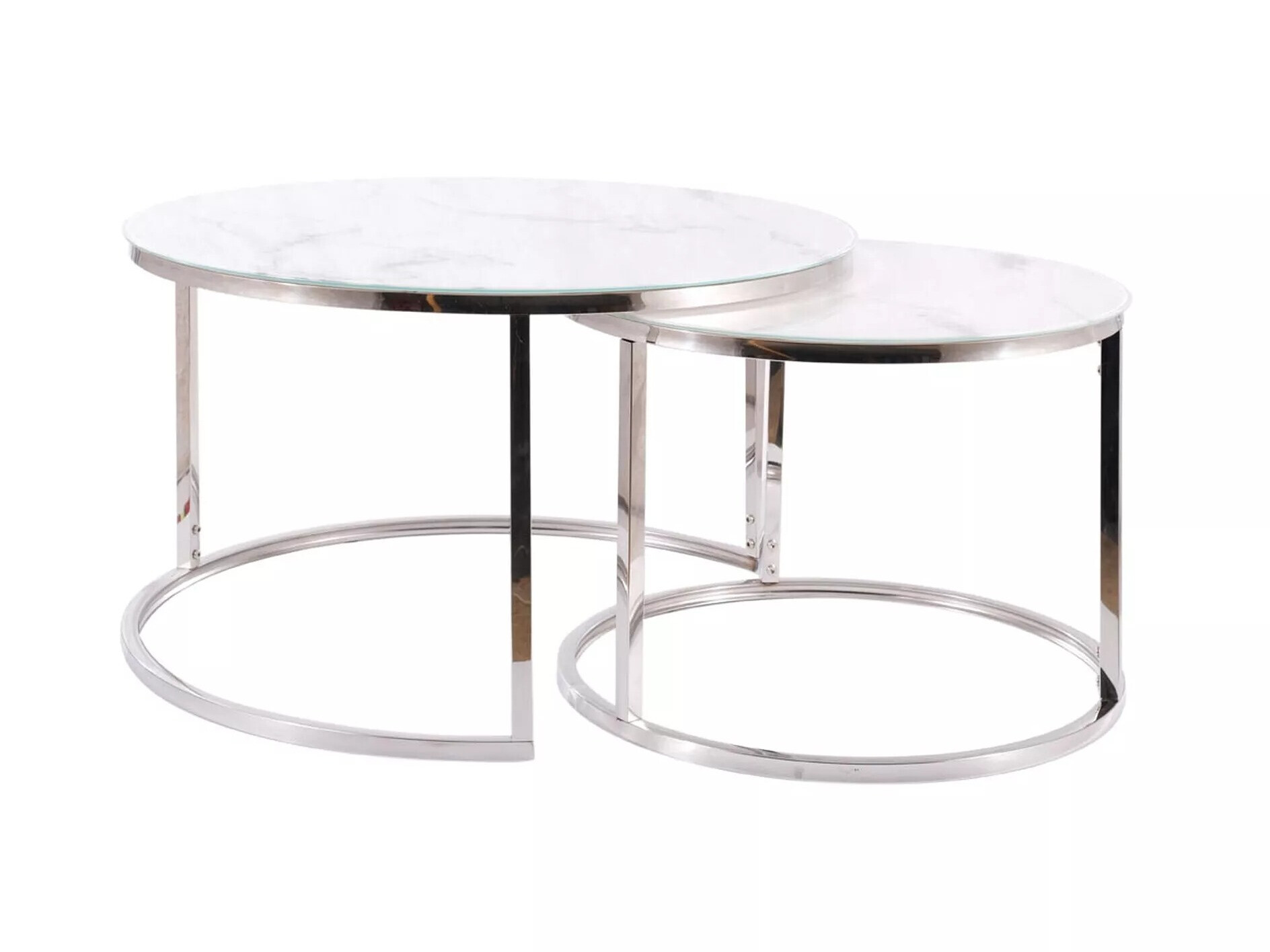 Conjunto de mesa de centro Detroit 494 (Prateado + Marmore branco)