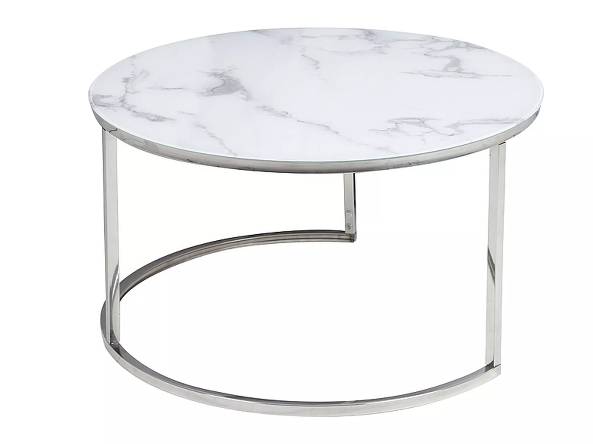 Conjunto de mesa de centro Detroit 494 (Prateado + Marmore branco)