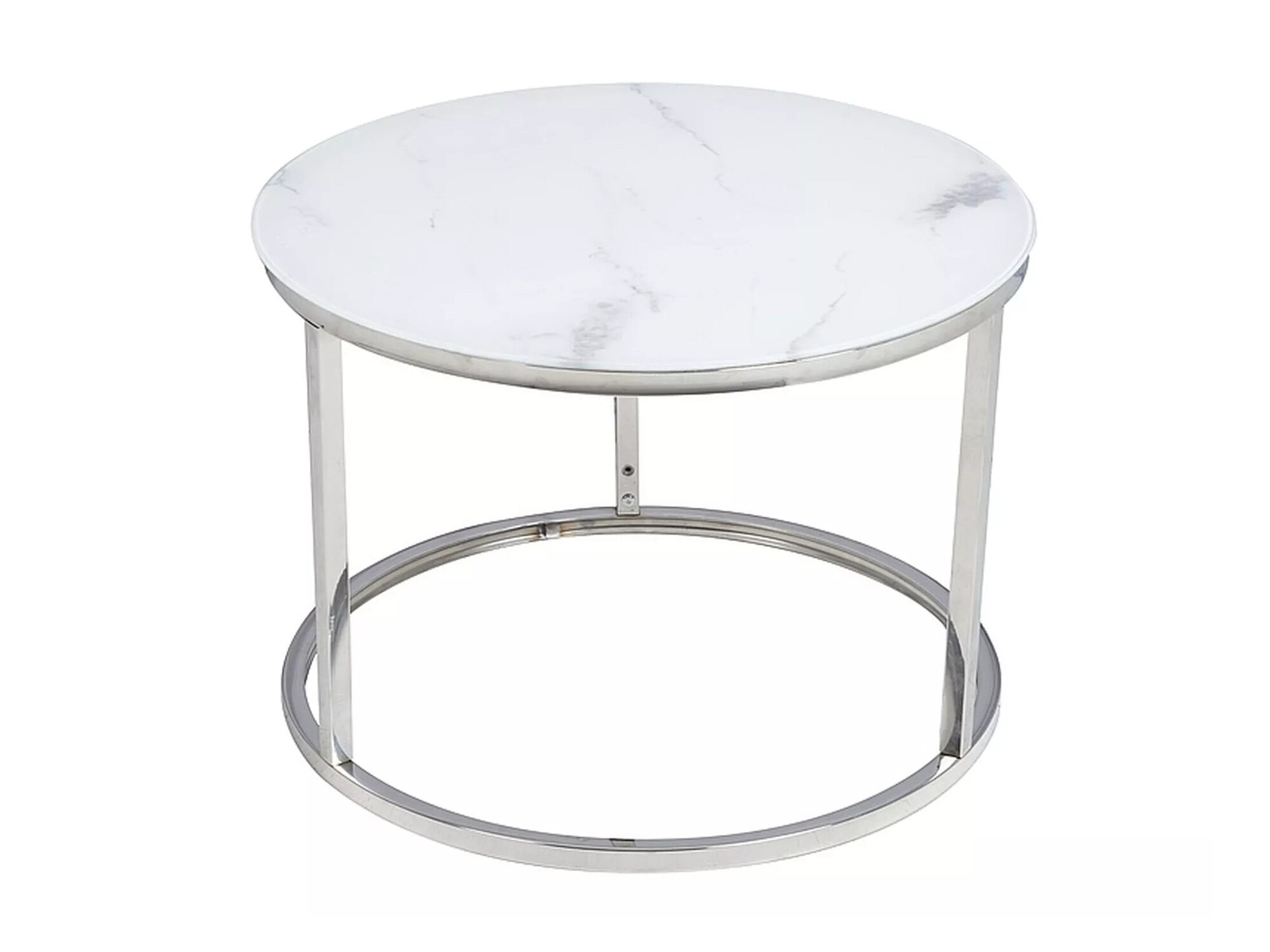Conjunto de mesa de centro Detroit 494 (Prateado + Marmore branco)