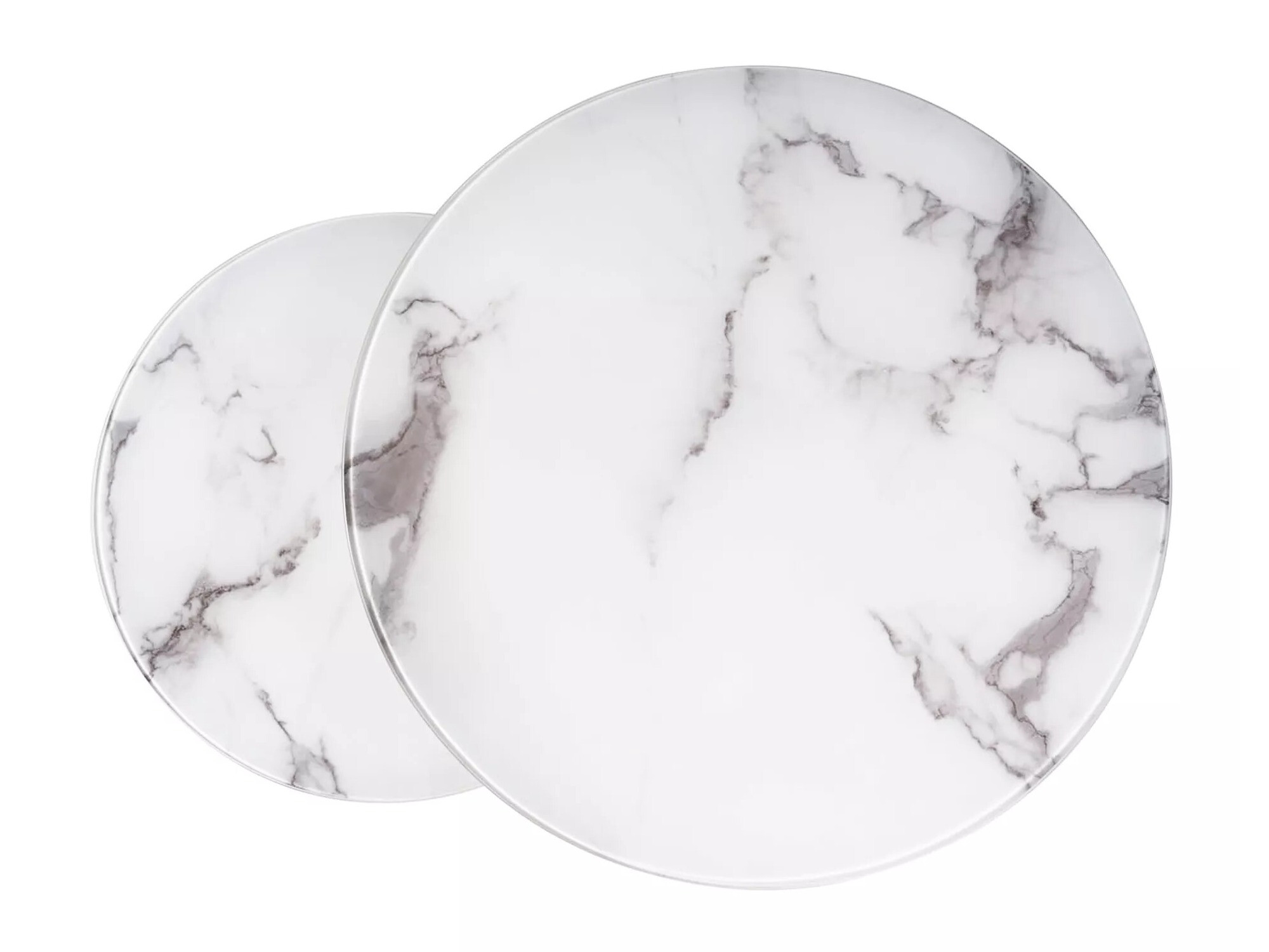 Conjunto de mesa de centro Detroit 494 (Prateado + Marmore branco)