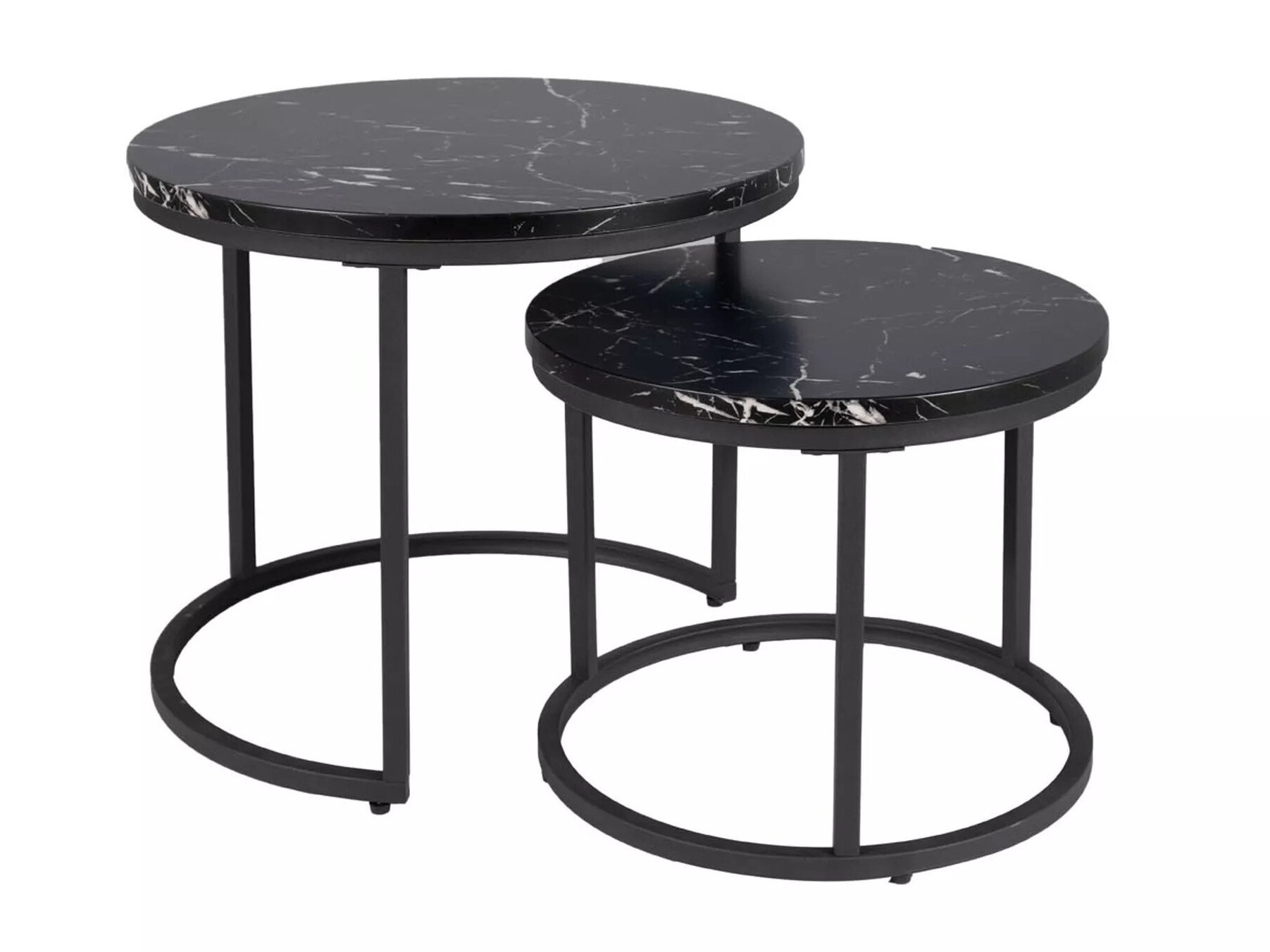 Conjunto de mesas de centro Detroit 486 (Preto + Mármore preto)