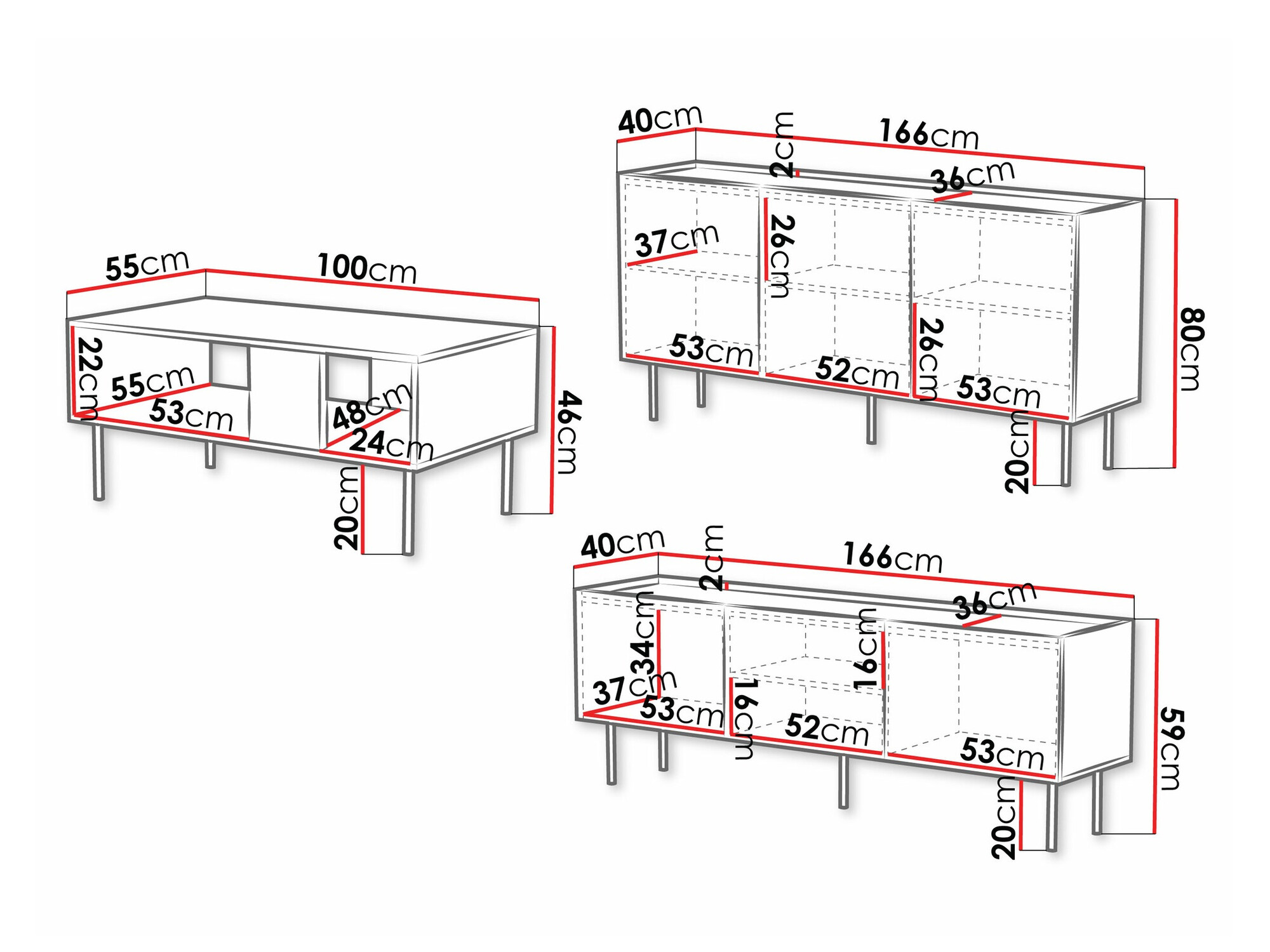 Conjunto para sala de estar Sillen (Preto)