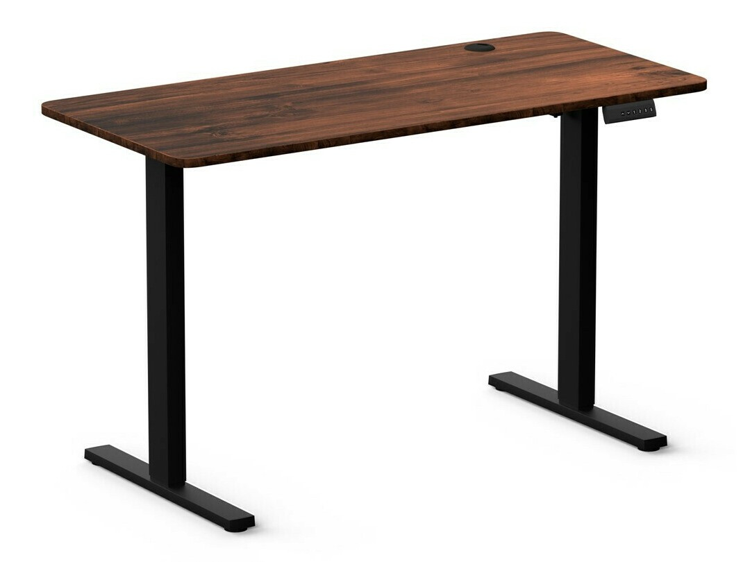 Secretária de trabalho com altura ajustável Lodi 103 (Madeira escura + Preto)