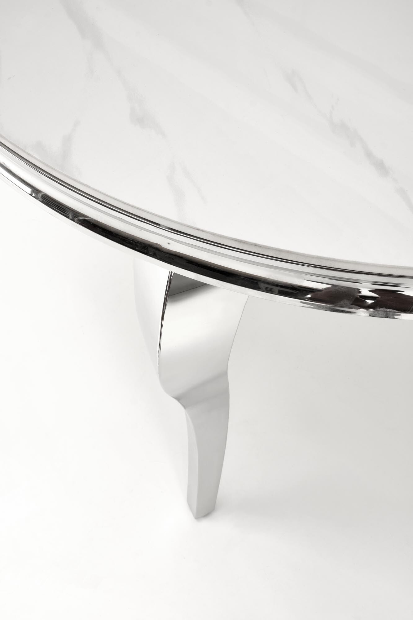 Mesa Houston 1813 (Marmore branco + Prateado)